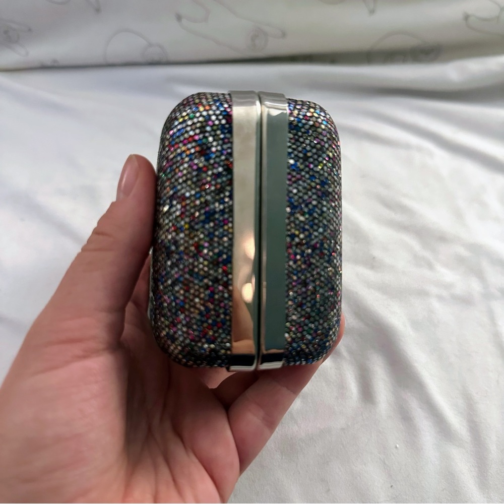 Sparkling Multicolor Clutch Purse with Optional Chain | Rectangular, Glitter - Picture 5 of 8